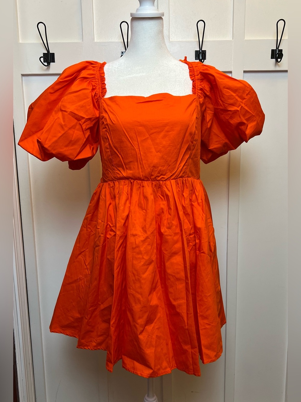 NWT Sweet Lemon Boutique Large Orange Puff Sleeve Mini Dress Tropical Vacation